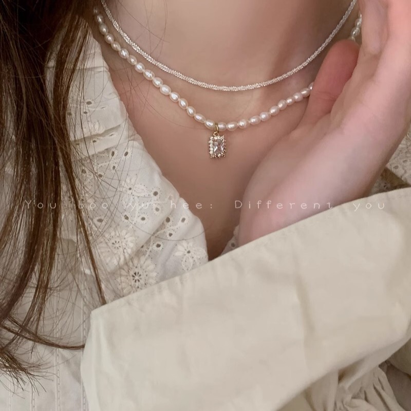法式天然珍珠叠戴项链女款轻奢小众颈链2025新款高级感毛衣链春夏|undefined