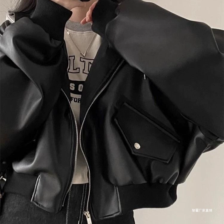 Короткая осенняя куртка с капюшоном, корейский oversize вестерн стиль, мягкая подкладка