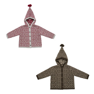 All Wool Christmas Elf Hat Cardigan Children's Autumn and Winter Vintage Hooded Sweater Boys and Girls Baby Nordic Style Knitwear