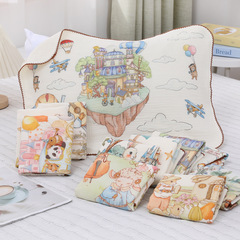 夏の赤ちゃんの純綿ガーゼ枕タオルA類幼稚園の学生の汗防止の薄いタイプの通気性枕タオルは四季を通じて通用します。