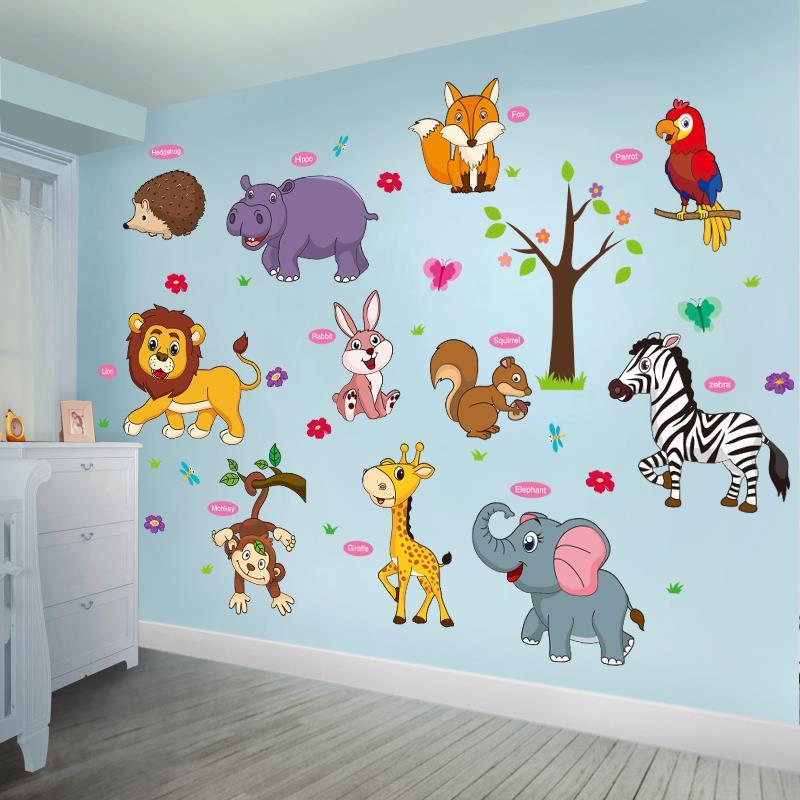 3d立体儿童房幼儿园墙面装饰墙贴纸小图案卡通动物贴画墙壁纸自粘
