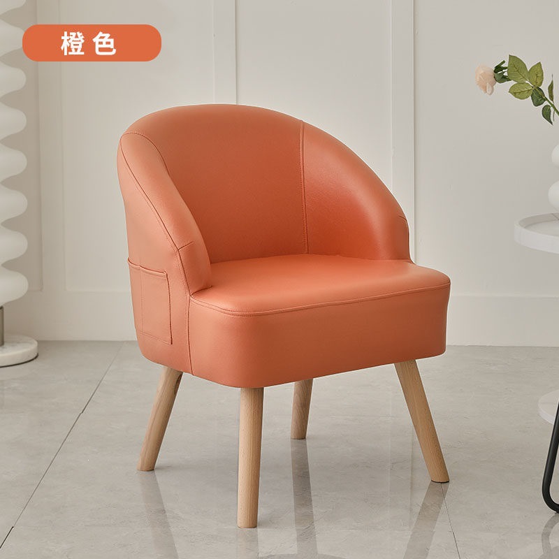 Sofá de ocio de madera sólida silla de respaldo de dormitorio pequeño balcón tela económica perezosa