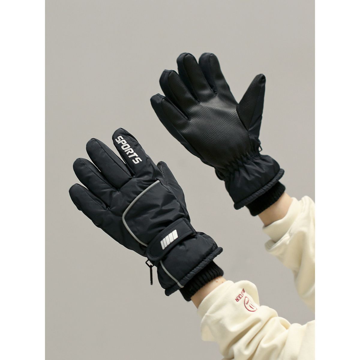 Vastag, meleg síkesztyű nőknek téli kerékpározáshoz, bársonyból készült, szélálló, hidegálló, vízálló, csúszásgátló és kopásálló anyaggal._voghion.com