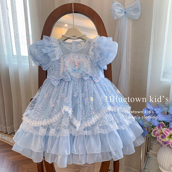 Blue summer small princess costume