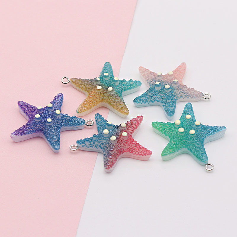 Ocean Series Gradient Color Resin Artificial Cute Star Starfish Five-Pointed Star Bag Pendant DIY Jewelry Accessories