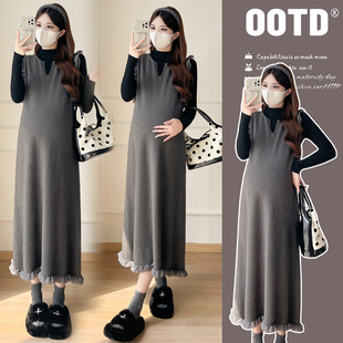 Real shot in stock 2024 autumn and winter new French wooden ear vest skirt socialite style temperament stacked two-piece suit