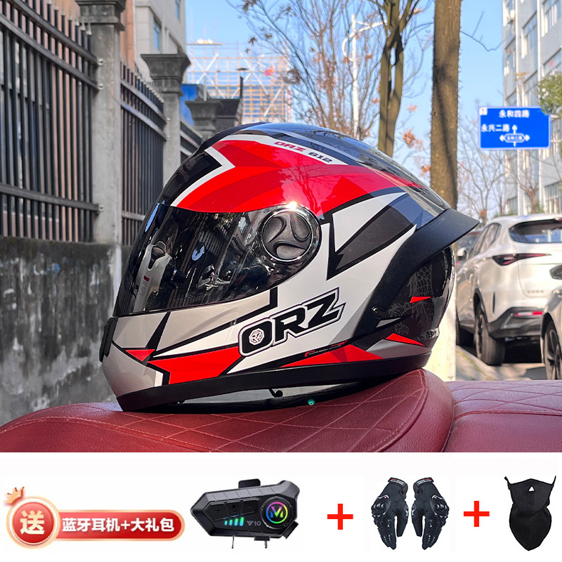 Bluetooth cross-border casco de motocicleta casco completo hombres y mujeres invierno cálido seguridad Four Seasons Knight coche eléctrico casco completo