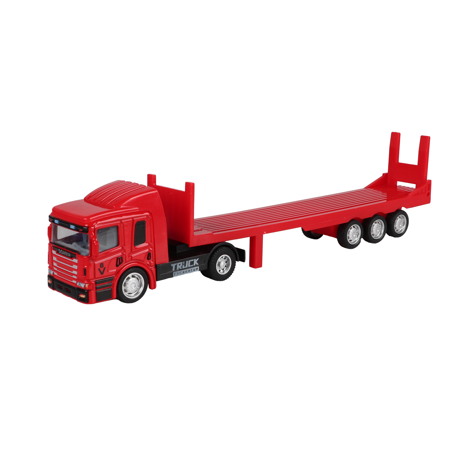 Cross-Border Dropshipping Alloy Trailer Transport Truck Flatbed Trailer Inertial Pull-Back Alloy Car Simulation Model Car