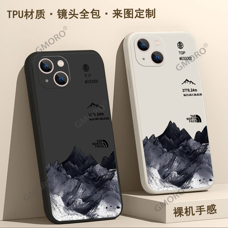 Cross-Border Hot-Selling North Face Ink Wash Snow Mountain Phone Case for Apple 16, Shockproof Soft Case for iPhone 17Pm, Trendy Brand Protective Cover Cross-Border Hot-Selling North Face Ink Wash Snow Mountain Phone Case for Apple 16, Shockproof Soft Case for iPhone 17Pm, Trendy Brand Protective Cover