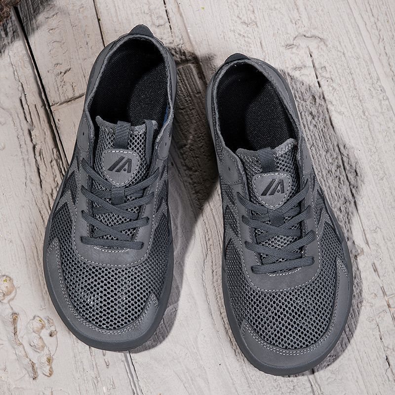 Widened Men's Shoes, Summer Hollow-Out Single Mesh Barefoot Casual Shoes, Extra Large Size 48, Breathable, Non-Slip, Wear-Resistant Sports Sneakers