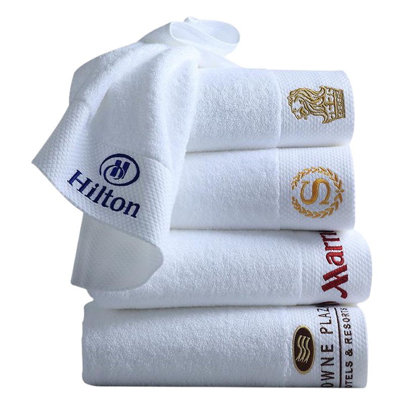 Five-star hotel linen cotton towel embroidery logo white B & B beauty salon cotton bath towel confinement center
