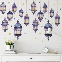 新款fun-c9外貿中東紫色掛飾吊燈星星臥室客廳家居牆面美化牆貼紙