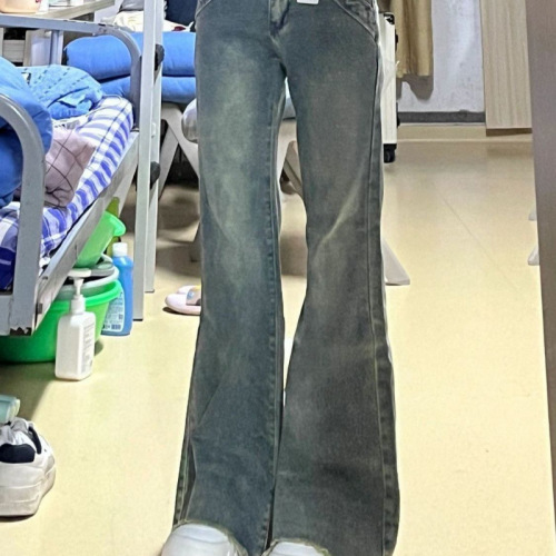 Vintage Micro-Bell Bottom Jeans - New Spring Collection - High-Waisted Loose Wide-Leg Slimming Frayed Straight Leg Ground-Length Pants