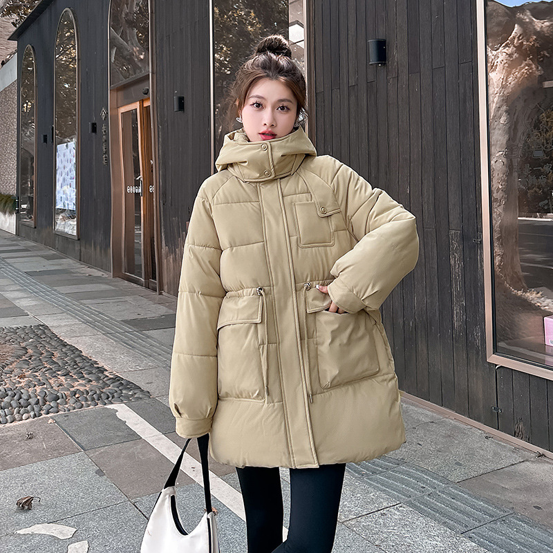 Ropa de algodón para mujeres invierno 2024 nueva chaqueta de algodón suelta media y larga con capuzas gruesas chaqueta de algodón de moda coreana para mujeres image 8
