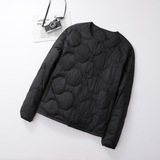 Демисезонный портативный пуховик, удерживающий тепло лонгслив, куртка, круглый воротник, свободный крой, V-образный вырез