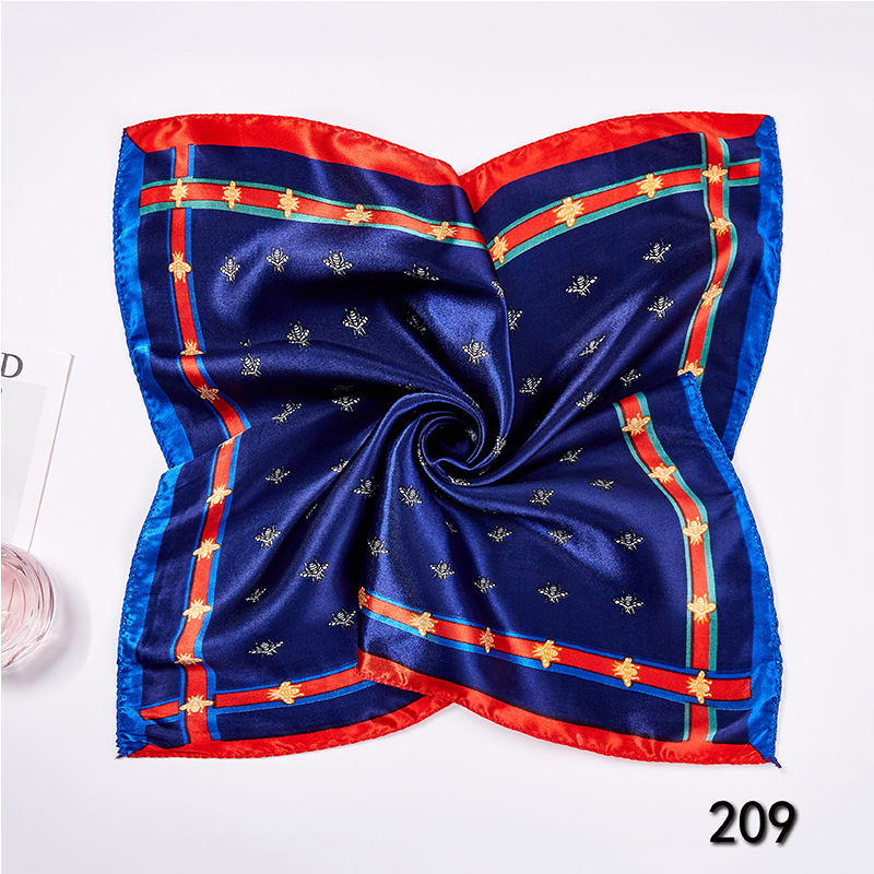 35g Weight Silk Scarf Classification Office, Daily Occasion Satin Cloth Material Star, Flower Pattern Spring&Summer Season Women's Gender Printing Design Elegant Style Women's Elegant Star Flower Satin Cloth Printing Silk Scarf 5