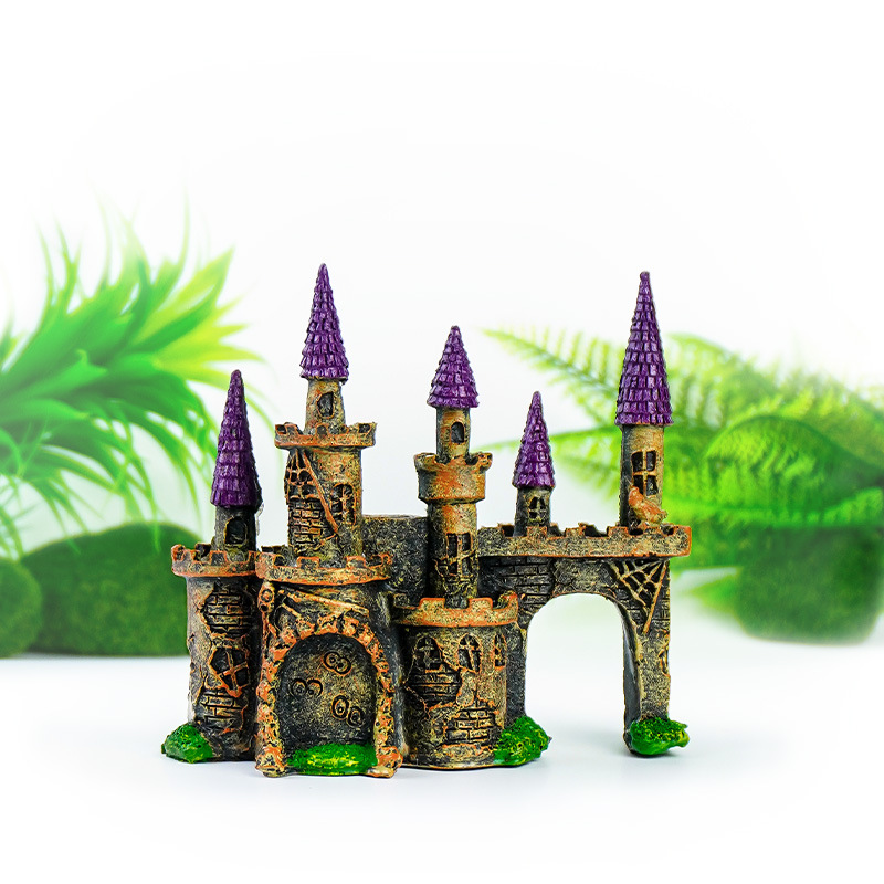 Venta caliente villa de estilo europeo micro paisaje pequeños adornos decorativos resina artesanía paisajismo de la casa cuento de hadas castillo de aguja