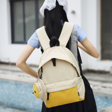 新款书包女复古优雅休闲双肩包2025春季撞色轻便旅行小号双肩包