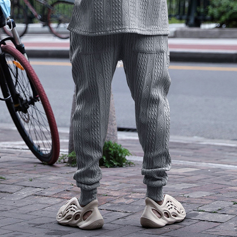 Men's Jacquard Jogger Pants, Casual Trousers With Drawstring_voghion.com