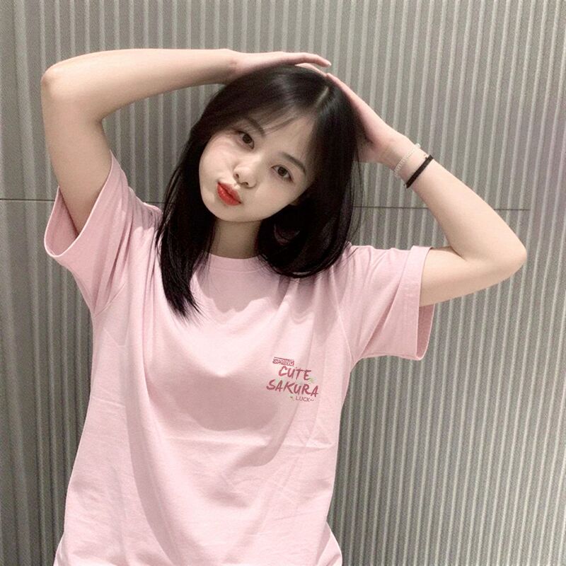 Pure Cotton Pink Short-Sleeved T-Shirt for Women Summer 2026 New Style Loose T-Shirt Casual Round Neck Top Trendy Pure Cotton Pink Short-Sleeved T-Shirt for Women Summer 2026 New Style Loose T-Shirt Casual Round Neck Top Trendy