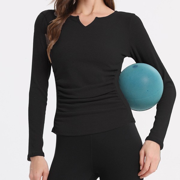 Thickened Sports Outdoor Top For Women V-neck Stretch Yoga Wear Training Long Sleeveness Clothing Autumn Winter Slim_voghion.com