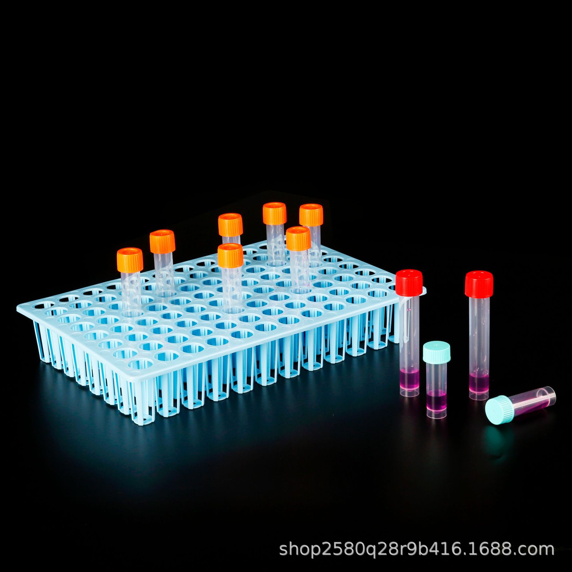 核酸采样管架48孔20ml 多功能试管架蓝色PP试管架 病毒采样标本架