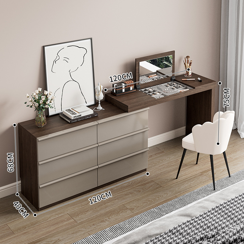 월넛 컬러 120 테이블 + 120 캐비닛 + 꽃잎 의자