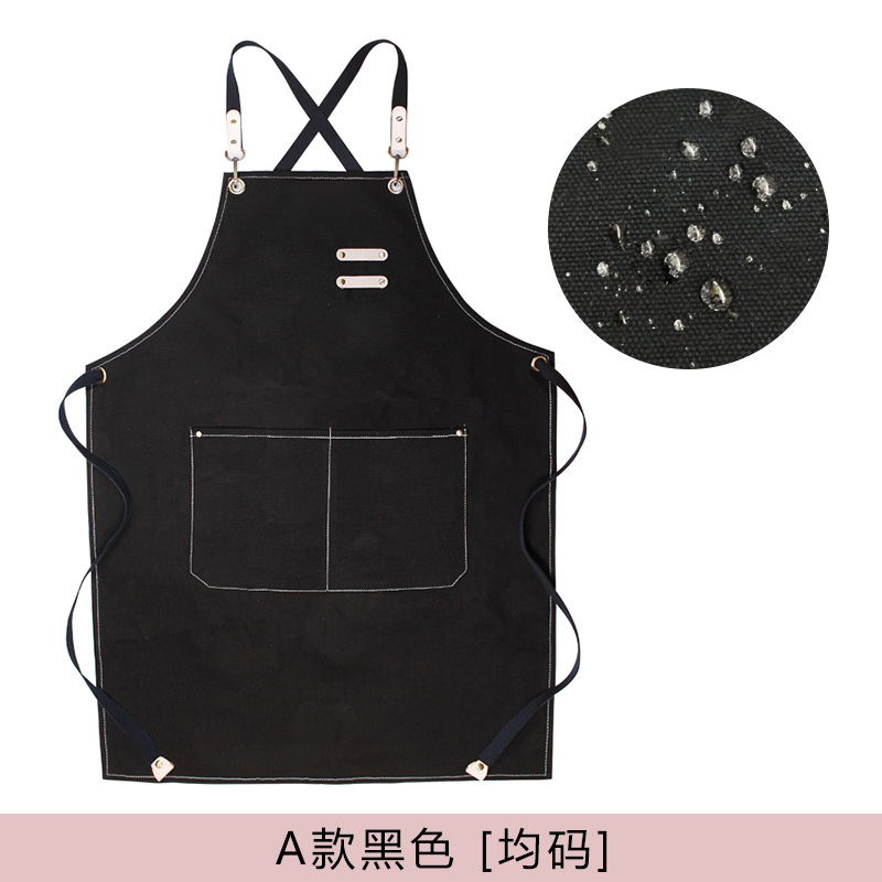 Amazon engrosada lienzo delantal logotipo personalizado leche té tienda bar chef peluquería guardapolvos delantal al por mayor