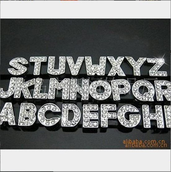 Suministro de aleación de 8MM de metal carta de diamante blanco carta de diamante completo letra de metal carta de diamante accesorios de bricolaje