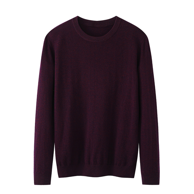 Brand Cut Label Men's Autumn and Winter Men's Classic Round Neck Soft Texture Full Wool Base Sweater