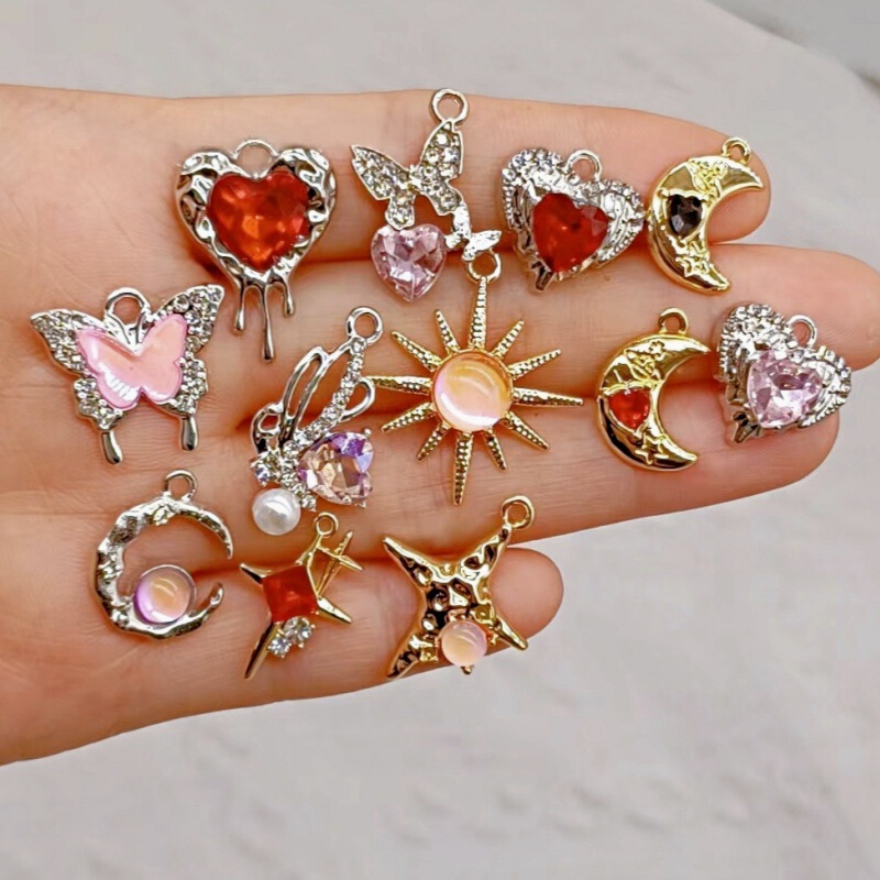 Aurora Colorful Alloy Diamond Pendant Sun Star Moon DIY Earrings Necklace Keychain Material Batch Aurora Colorful Alloy Diamond Pendant Sun Star Moon DIY Earrings Necklace Keychain Material Batch