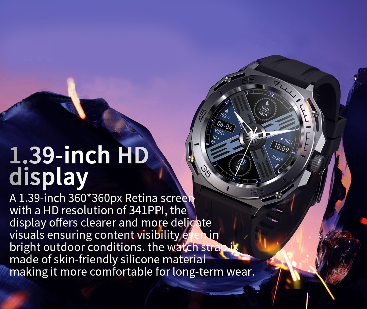 NX18 Smart Watch 1,39 tum Bluetooth ringer hjärtfrekvens blod_voghion.com
