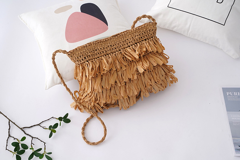 Women's Small Straw Solid Color Vacation Beach Weave Square Zipper Straw Bag display picture 5