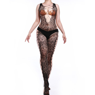 Cross-Border Sexy Lingerie European and American Jumpsuits Mesh See-Through Suit Sexy Mesh Clothing Foreign Trade