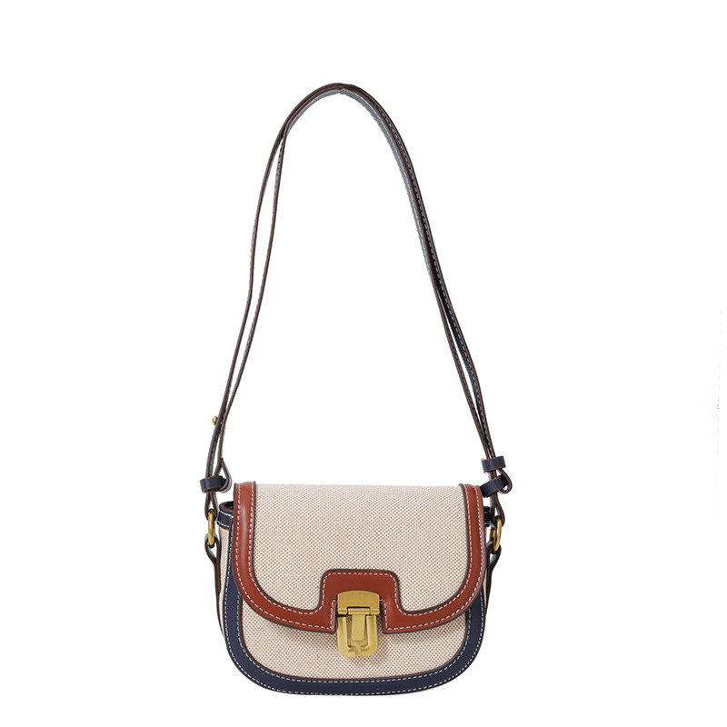 2023 nuevo estilo coreano nicho diseño pu lienzo costura pequeña bolsa cuadrada transfronteriza Amazon retro hombro bolsa de mensajero
