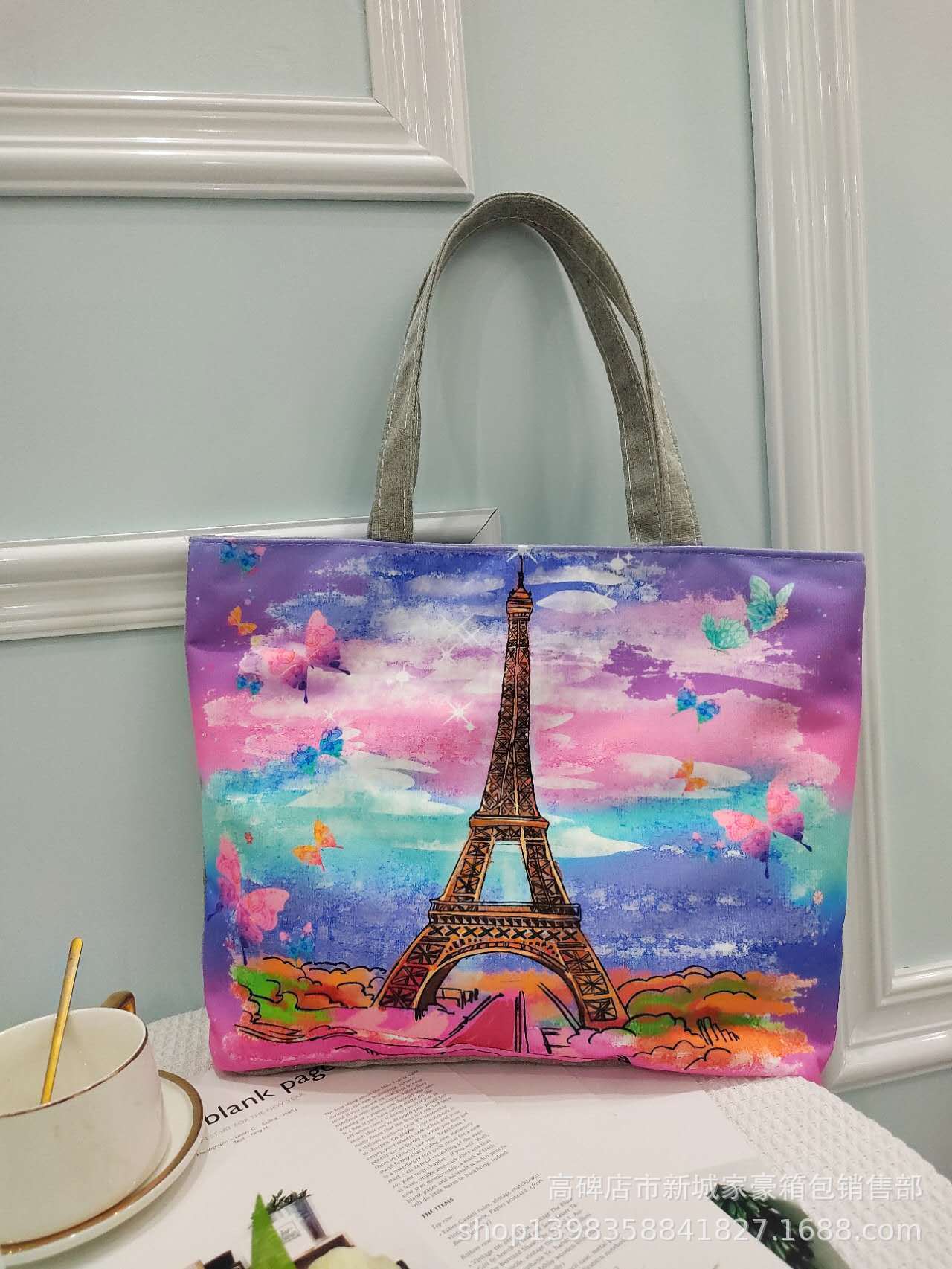 Bolsa de lona de gran capacidad para mujeres 2023 de alta temperatura de transferencia de calor bolsa de hombro de flores bolsa de lona bolsa de mujer bolsa de momia portátil