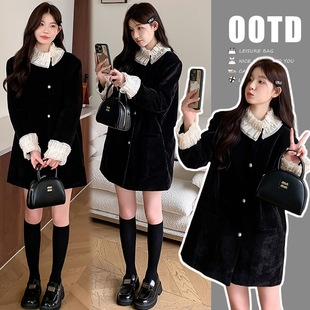 Real Shot of Ready-Made 2024 New Maternity Wear Autumn and Winter Wear Maternity Quilted Jacket Dress