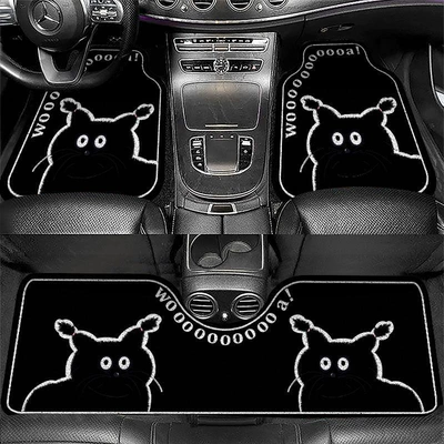 Avtomobil döşəmə paspasları | car interior mats, easy to maintain - little-black-cat-front-row-rear-row-complete-set-3-pieces-silk-loop-5060cm-2-pieces-50135cm-1-piece