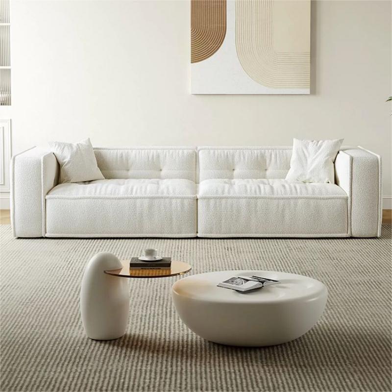 Crema estilo tostadas sofá italiano minimalista moderno salón garra de gato paño pequeño apartamento lambsswool tela sofá combinación