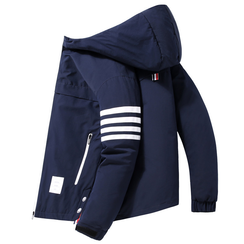 Down Jacket Men's Short Winter New Men's Thickened White Duck Down Fashion Brand Fashionable Hooded Tooling Four Bar Jacket Down Jacket Men's Short Winter New Men's Thickened White Duck Down Fashion Brand Fashionable Hooded Tooling Four Bar Jacket