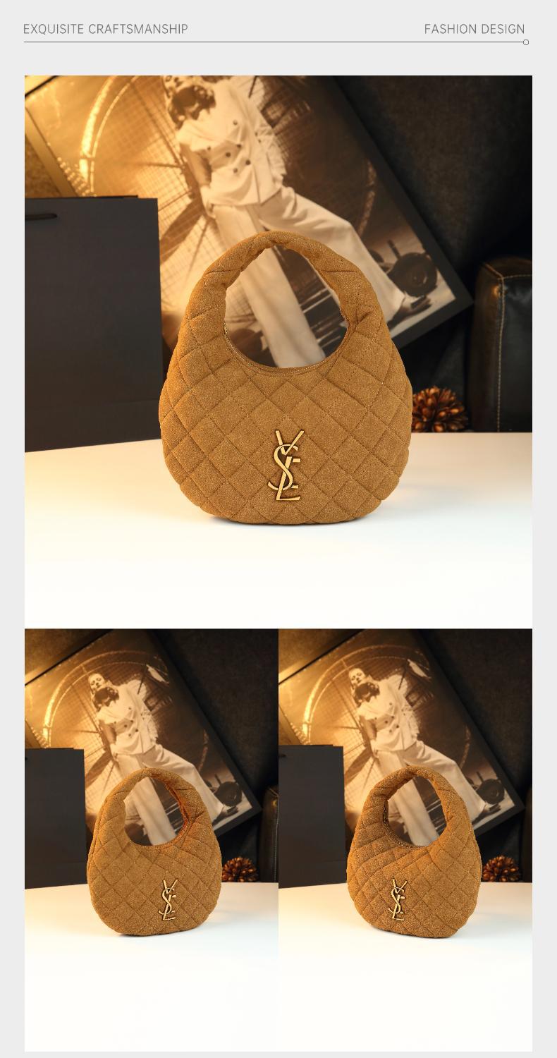 Túi xách nữ hình lưỡi liềm da thật phong cách vintage — cà phê đá, màu nâu mờ, Mẫu cừu màu đen, Họa tiết cừu màu đỏ tía chi tiết 11