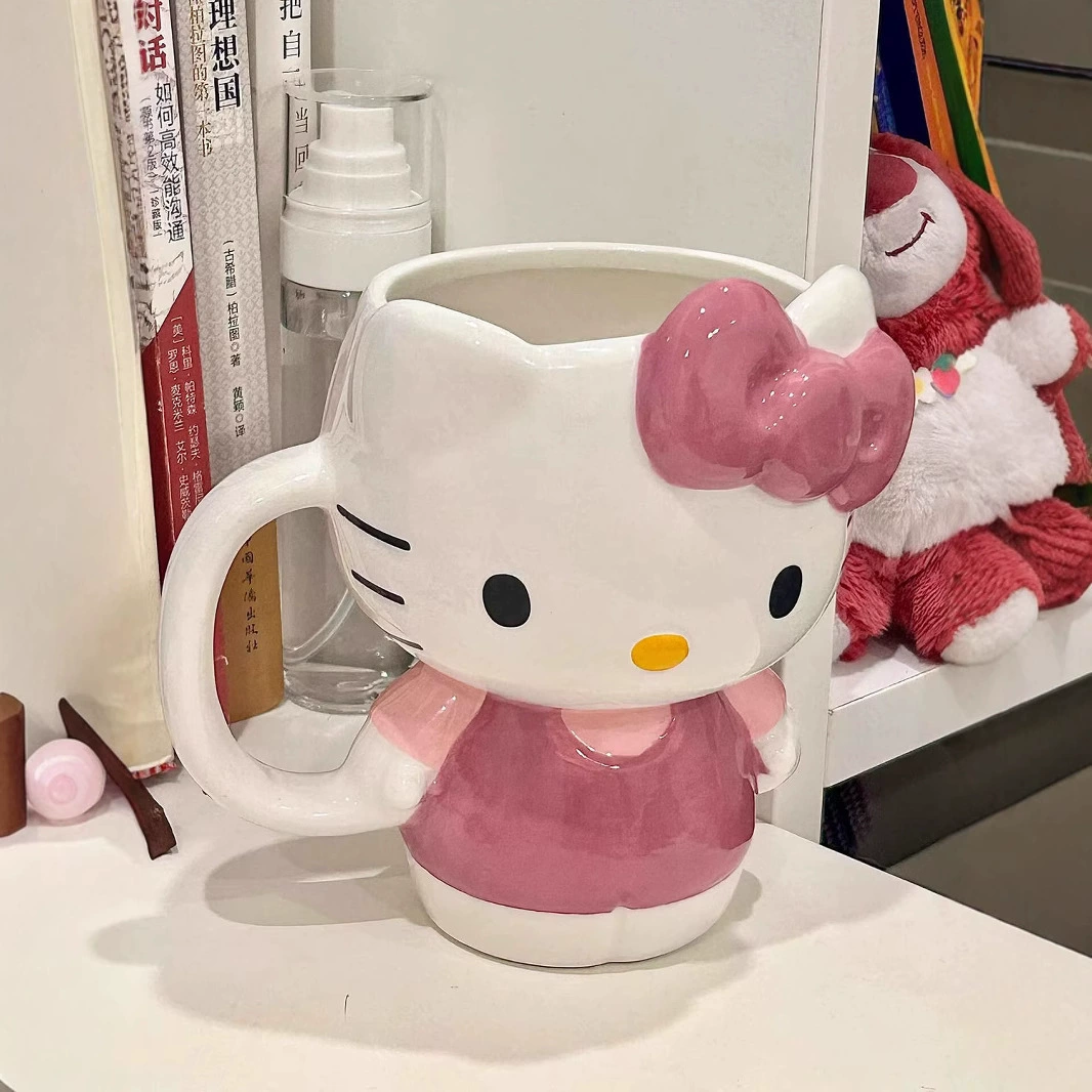 Керамическая чашка Hello Kitty Katie Cup Creative Mark Cup Cartoon Cute Girls Water Cup практичная большая ёмкость