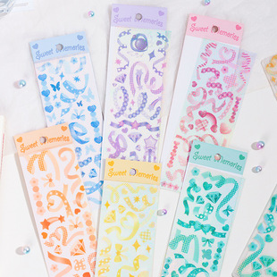 Gem Ribbon Series Transparent Waterproof pvc Handbook Sticker diy Goo Card Laser Fine Flash Small Ribbon Decoration Material
