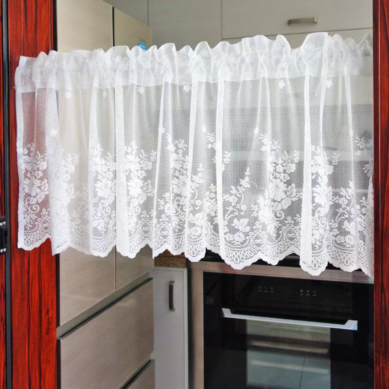 Special Offer Kitchen Cabinet Curtain Lace Embroidered Short Curtain Coffee Curtain Bay Window Short Curtain Entrance Partition Decorative Half Curtain