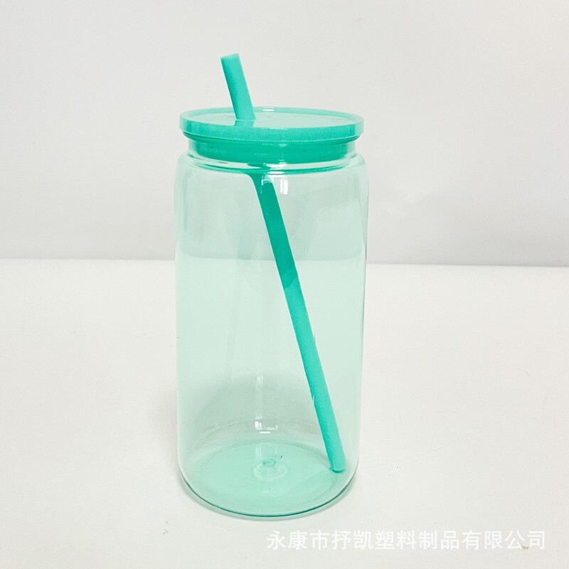 国境を越えて人気の高い大容量PC素材16オンスプラスチックストローカップ、単層半透明カラーメイソンジャー、ロゴ入り|undefined