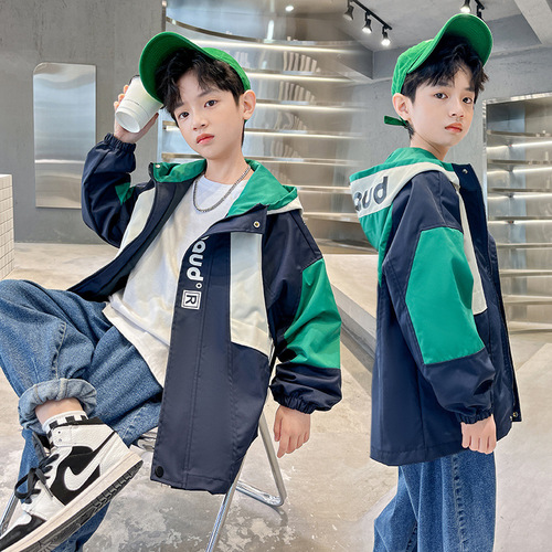 Boys' windbreaker jacket children's clothing Korean-style jacket loose-fit upper garment for middle and older children spring wear fashionable style