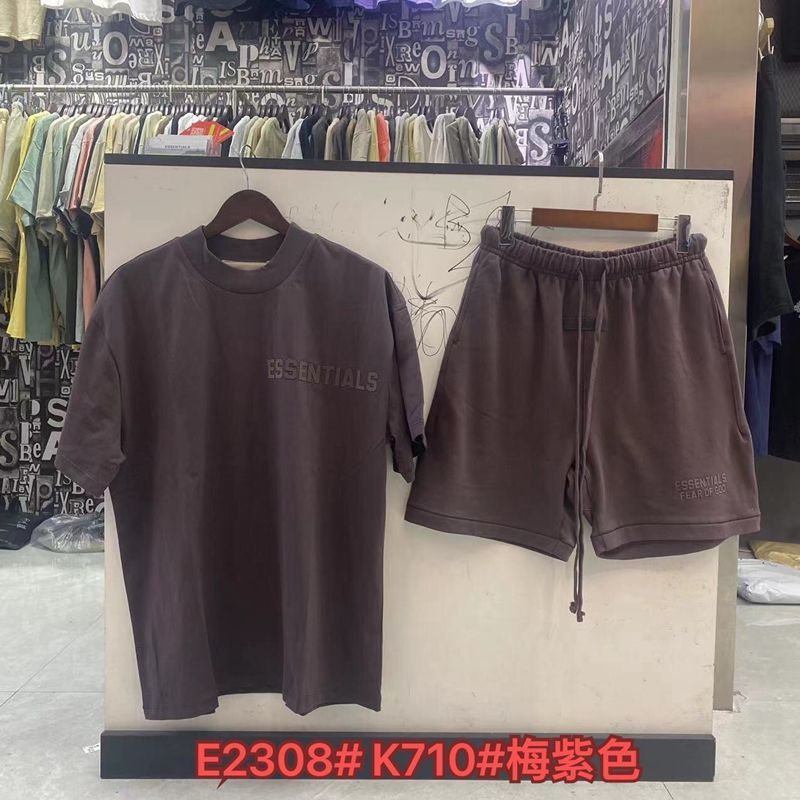 FOGESS Camiseta de cuello redondo, manga corta, camiseta de cuello de terry, pantalones cortos, set suelto, moda masculina, juventud, 18 - 24 años