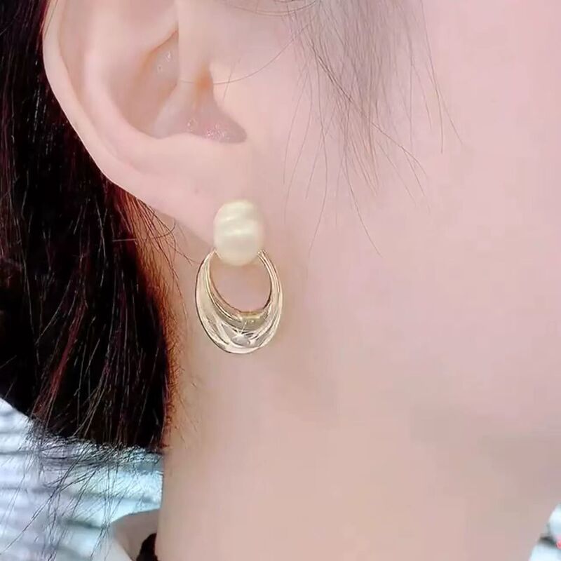 小众设计高级感椭圆磨砂圈圈耳钉轻奢感流行耳坠精致百搭气质耳饰|undefined