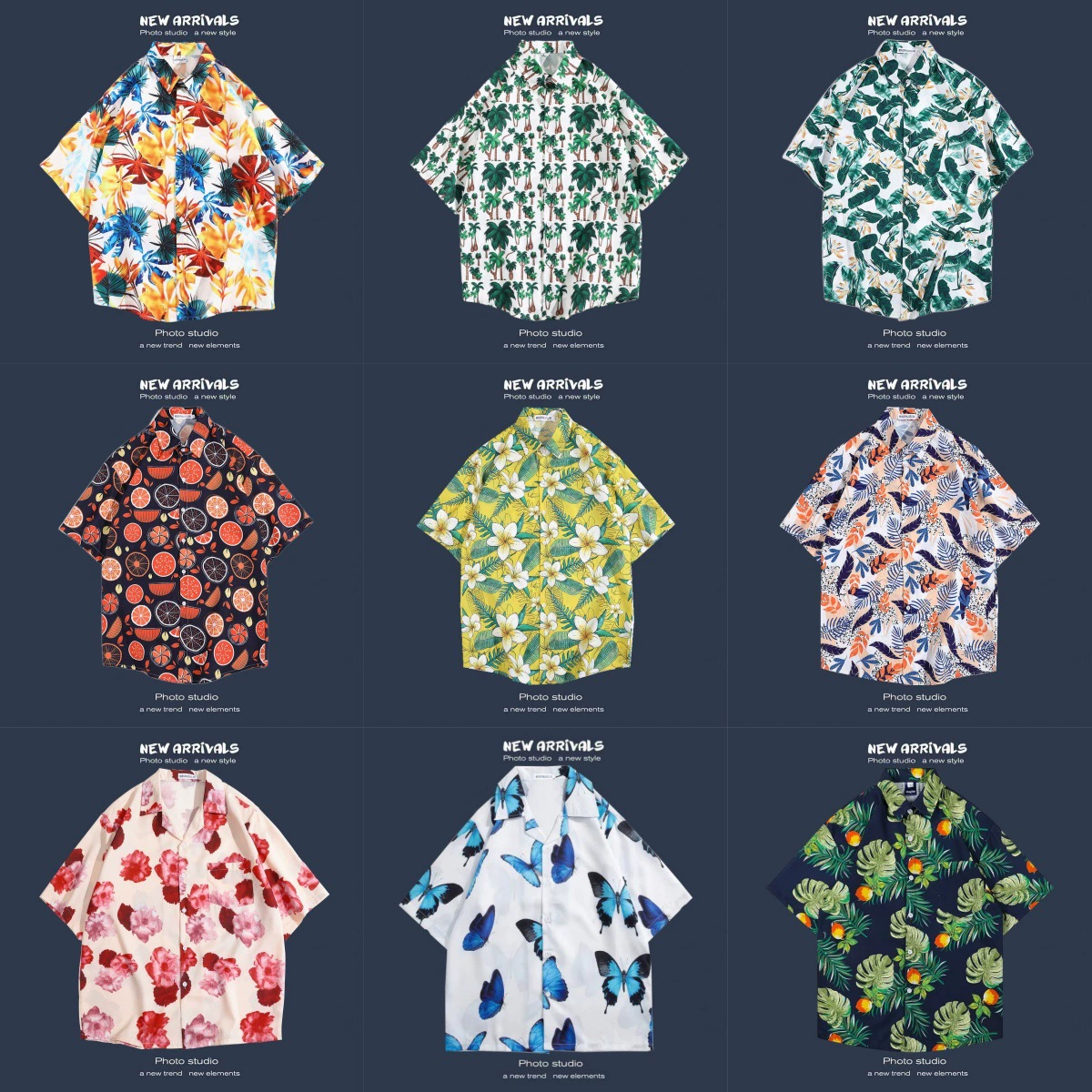 Летняя новая корейская версия Rins Hong Kong стиль ретро цветок тонкая пара рубашка топ свободная рубашка с короткими рукавами для мужчин