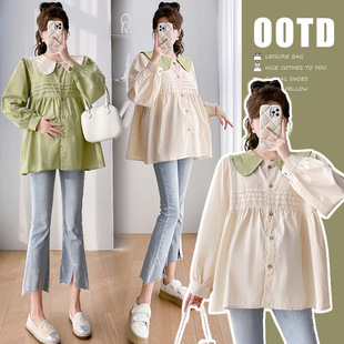 Real shot maternity clothes spring fashion shirt loose casual top